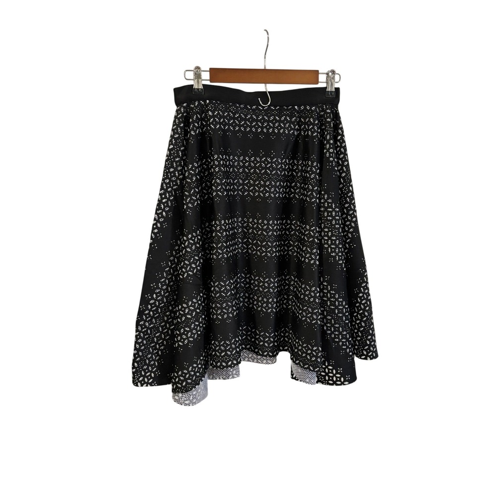 Marc Bouwer Unlimited Black White Geometric Print A-Line Skirt Small‎ Flare Mini